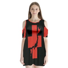 Sign Health Red Black Shoulder Cutout Velvet  One Piece by Mariart