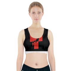 Sign Health Red Black Sports Bra With Pocket by Mariart