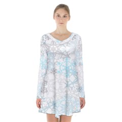 Sign Flower Floral Transparent Long Sleeve Velvet V-neck Dress by Mariart