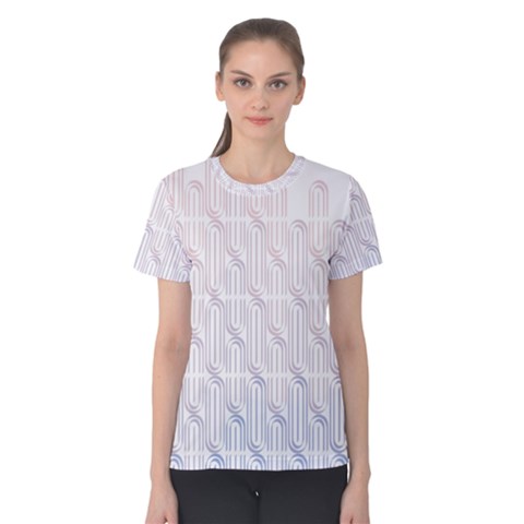 Seamless Horizontal Modern Stylish Repeating Geometric Shapes Rose Quartz Women s Cotton Tee by Mariart