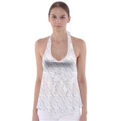 Seamless Horizontal Modern Stylish Repeating Geometric Shapes Rose Quartz Babydoll Tankini Top by Mariart