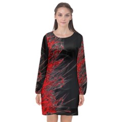 Fire Long Sleeve Chiffon Shift Dress  by Valentinaart