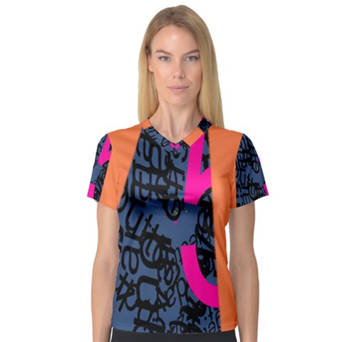 Recursive Reality Number Women s V-neck Sport Mesh Tee by Mariart