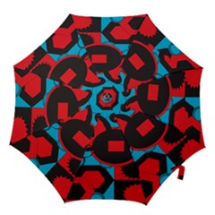 Stancilm Circle Round Plaid Triangle Red Blue Black Hook Handle Umbrellas (medium) by Mariart