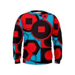 Stancilm Circle Round Plaid Triangle Red Blue Black Kids  Sweatshirt by Mariart