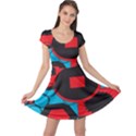 Stancilm Circle Round Plaid Triangle Red Blue Black Cap Sleeve Dresses View1