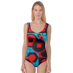 Stancilm Circle Round Plaid Triangle Red Blue Black Princess Tank Leotard  by Mariart