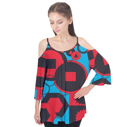 Stancilm Circle Round Plaid Triangle Red Blue Black Flutter Tees by Mariart