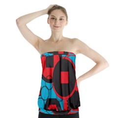 Stancilm Circle Round Plaid Triangle Red Blue Black Strapless Top