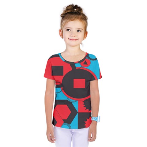 Stancilm Circle Round Plaid Triangle Red Blue Black Kids  One Piece Tee by Mariart