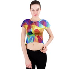 Triangles Space Rainbow Color Crew Neck Crop Top by Mariart