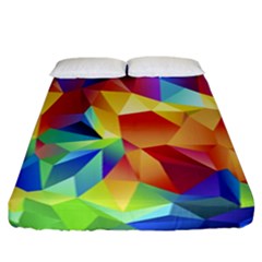 Triangles Space Rainbow Color Fitted Sheet (california King Size) by Mariart