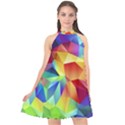 Triangles Space Rainbow Color Halter Neckline Chiffon Dress  View1