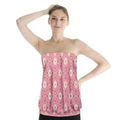 Sunflower Star White Pink Chevron Wave Polka Strapless Top by Mariart