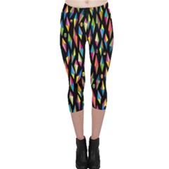 Skulls Bone Face Mask Triangle Rainbow Color Capri Leggings  by Mariart