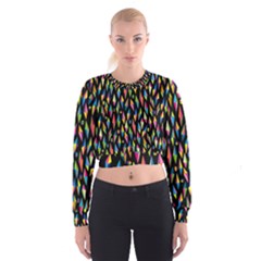 Skulls Bone Face Mask Triangle Rainbow Color Cropped Sweatshirt by Mariart