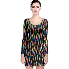 Skulls Bone Face Mask Triangle Rainbow Color Long Sleeve Velvet Bodycon Dress by Mariart