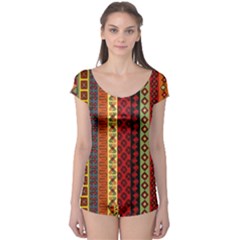 Tribal Grace Colorful Boyleg Leotard  by Mariart