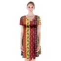 Tribal Grace Colorful Short Sleeve V-neck Flare Dress View1