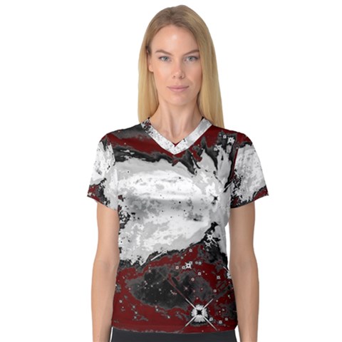 Abstraction Women s V-neck Sport Mesh Tee by Valentinaart