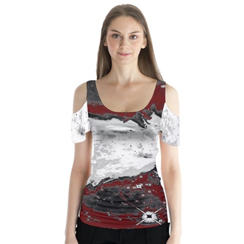 Abstraction Butterfly Sleeve Cutout Tee  by Valentinaart