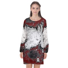 Abstraction Long Sleeve Chiffon Shift Dress  by Valentinaart