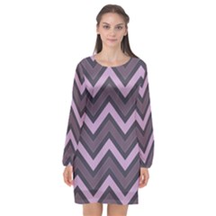 Zigzag Pattern Long Sleeve Chiffon Shift Dress  by Valentinaart