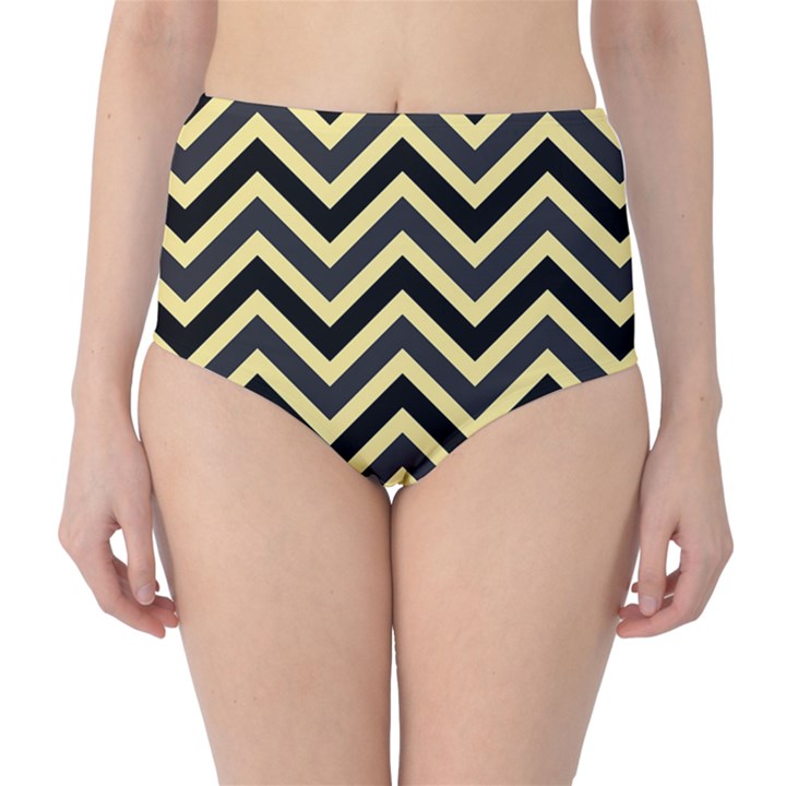 Zigzag pattern High-Waist Bikini Bottoms