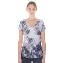 Watercolour Short Sleeve Front Detail Top