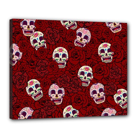 Funny Skull Rosebed Canvas 20  X 16  by designworld65