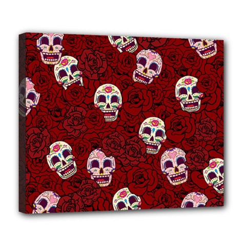 Funny Skull Rosebed Deluxe Canvas 24  X 20   by designworld65