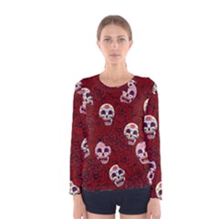 Funny Skull Rosebed Women s Long Sleeve Tee