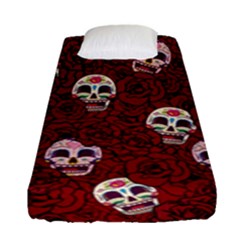 Funny Skull Rosebed Fitted Sheet (single Size) by designworld65