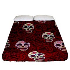 Funny Skull Rosebed Fitted Sheet (queen Size) by designworld65