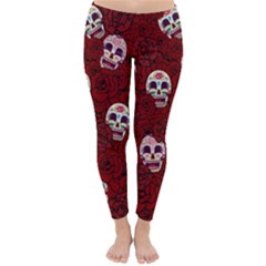 Funny Skull Rosebed Classic Winter Leggings by designworld65