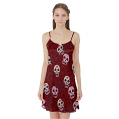 Funny Skull Rosebed Satin Night Slip by designworld65