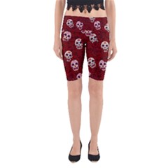 Funny Skull Rosebed Yoga Cropped Leggings by designworld65