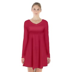 Color Long Sleeve Velvet V-neck Dress by Valentinaart