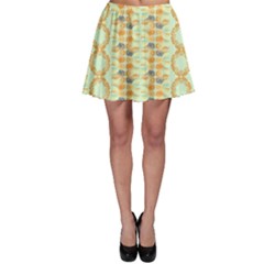 Ethnic Orange Pattern Skater Skirt