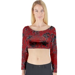 Abstraction Long Sleeve Crop Top by Valentinaart