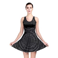 Abstract Black White Geometric Arcs Triangles Wicker Structural Texture Hole Circle Reversible Skater Dress by Mariart