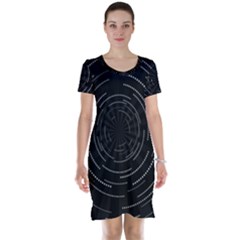 Abstract Black White Geometric Arcs Triangles Wicker Structural Texture Hole Circle Short Sleeve Nightdress by Mariart