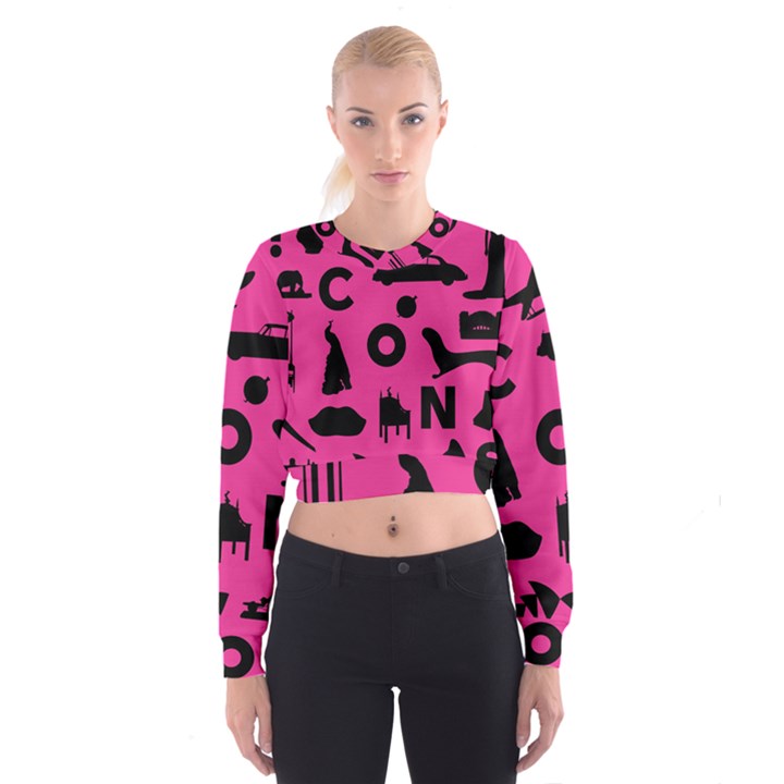 Car Plan Pinkcover Outside Cropped Sweatshirt