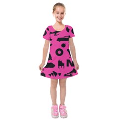 Car Plan Pinkcover Outside Kids  Short Sleeve Velvet Dress by Mariart