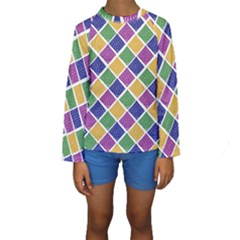 African Illutrations Plaid Color Rainbow Blue Green Yellow Purple White Line Chevron Wave Polkadot Kids  Long Sleeve Swimwear by Mariart