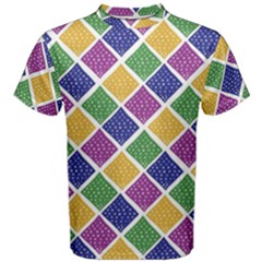 African Illutrations Plaid Color Rainbow Blue Green Yellow Purple White Line Chevron Wave Polkadot Men s Cotton Tee by Mariart