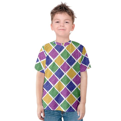 African Illutrations Plaid Color Rainbow Blue Green Yellow Purple White Line Chevron Wave Polkadot Kids  Cotton Tee by Mariart