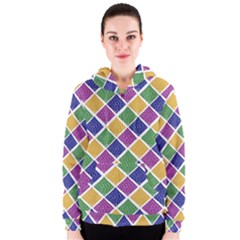 African Illutrations Plaid Color Rainbow Blue Green Yellow Purple White Line Chevron Wave Polkadot Women s Zipper Hoodie by Mariart