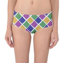 African Illutrations Plaid Color Rainbow Blue Green Yellow Purple White Line Chevron Wave Polkadot Mid-waist Bikini Bottoms by Mariart