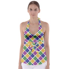 African Illutrations Plaid Color Rainbow Blue Green Yellow Purple White Line Chevron Wave Polkadot Babydoll Tankini Top by Mariart